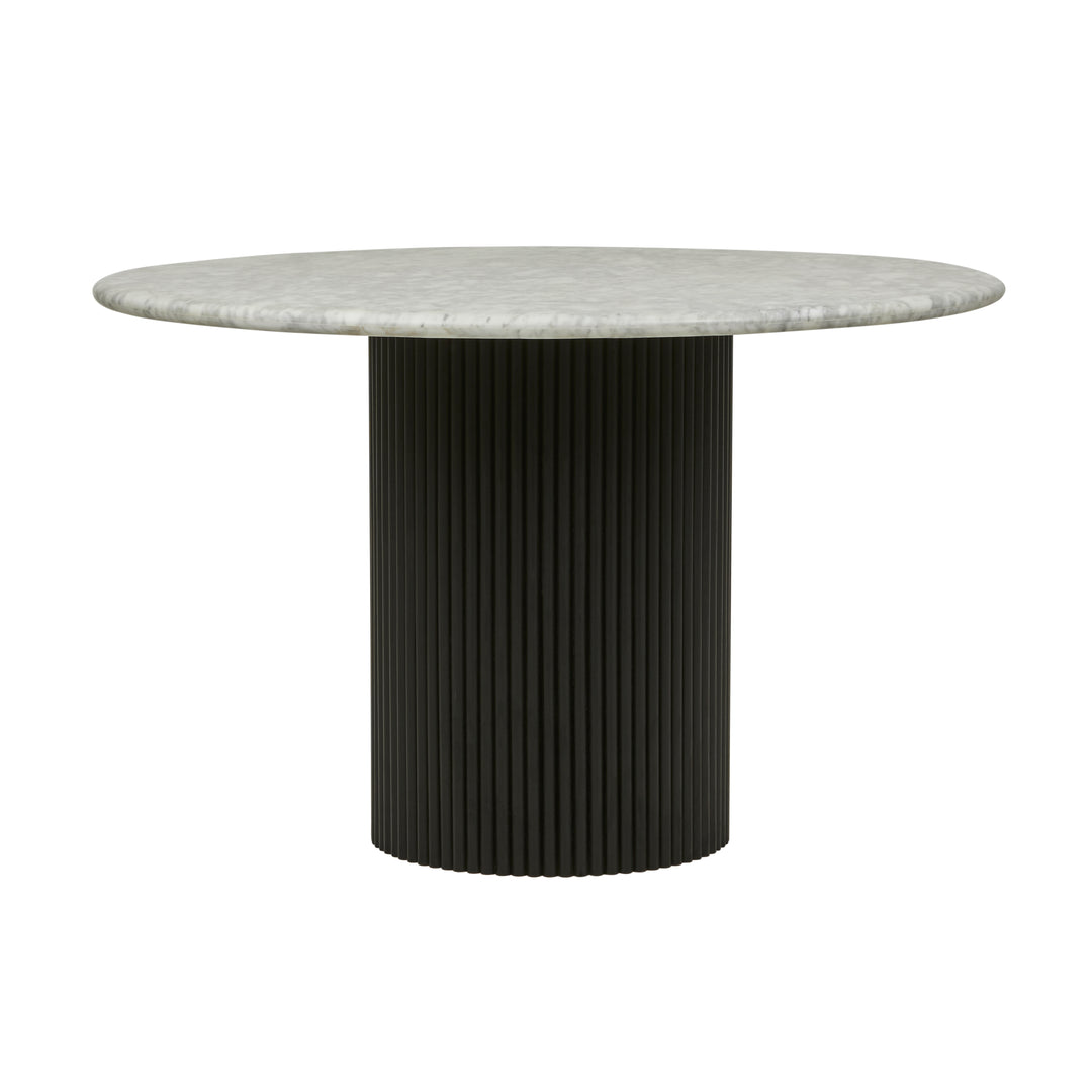Benjamin Ripple Marble Dining Table Matt White Marble Matt Black