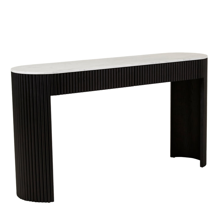 Benjamin Ripple Grand Marble Console Matt White Marble Matt Black Oak