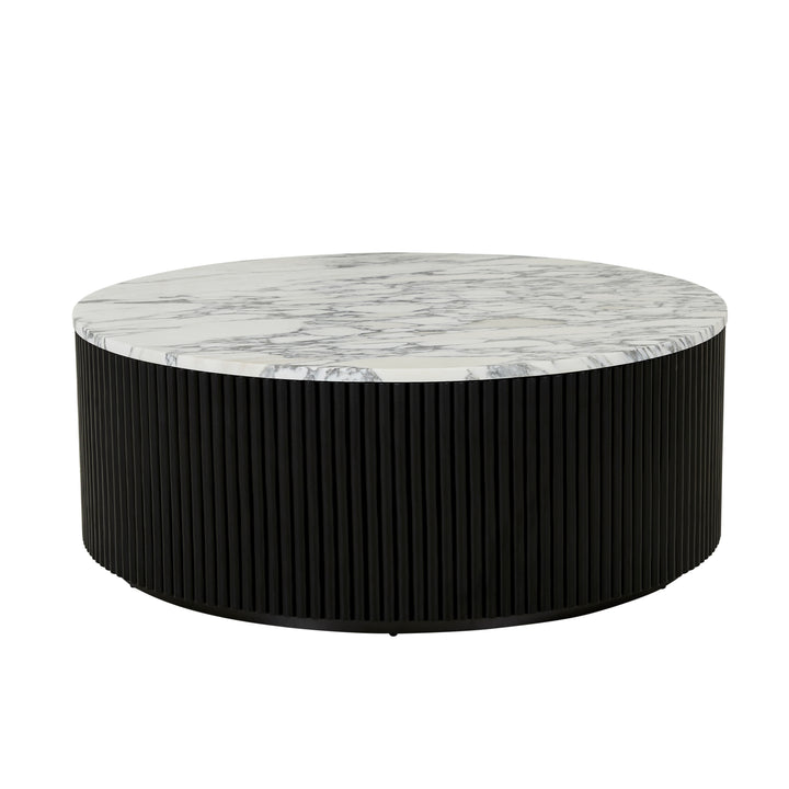Benjamin Ripple Marble Coffee Table WHITE Black Oak