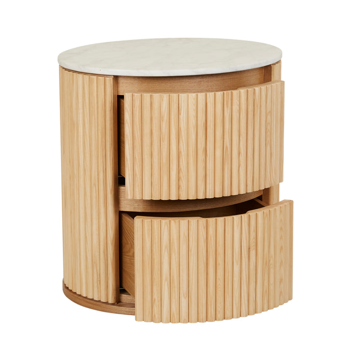 Benjamin Ripple Marble Round Bedside