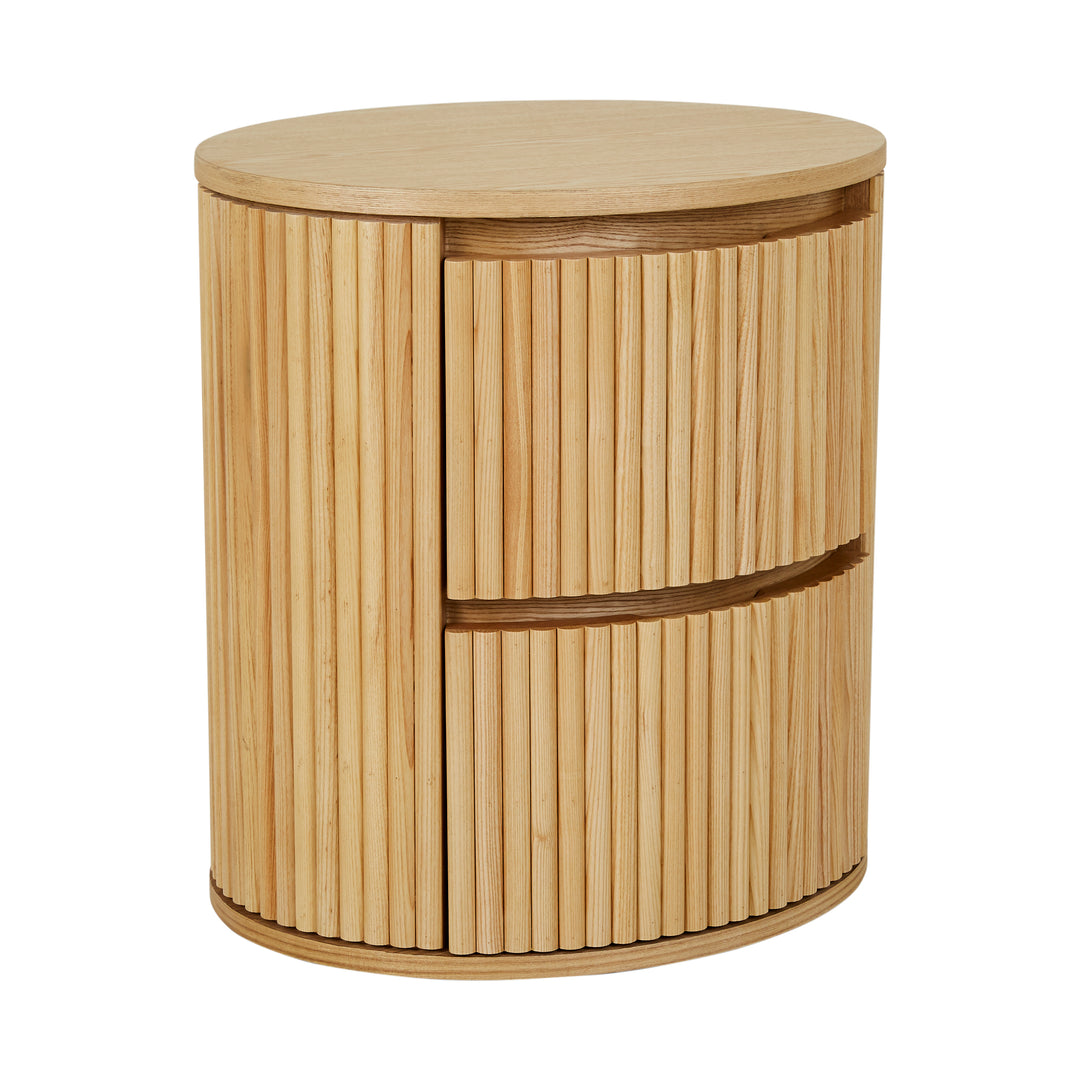 Benjamin Ripple Round Bedside Natural Ash