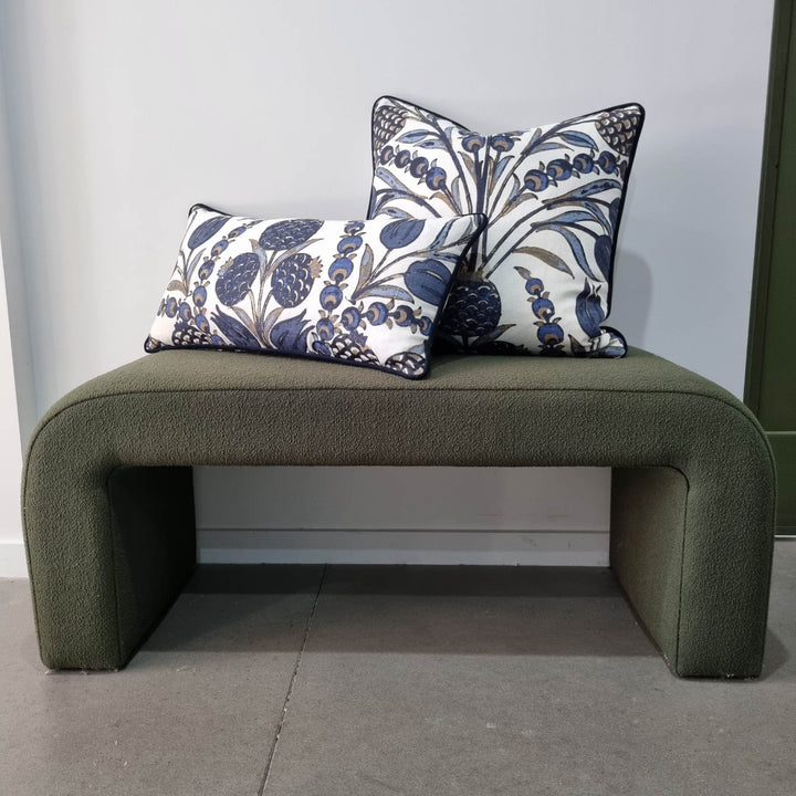Olive Boucle Form Bench