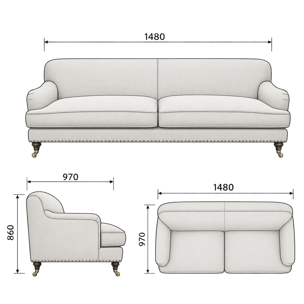 The Hamptons Sofa dimensions