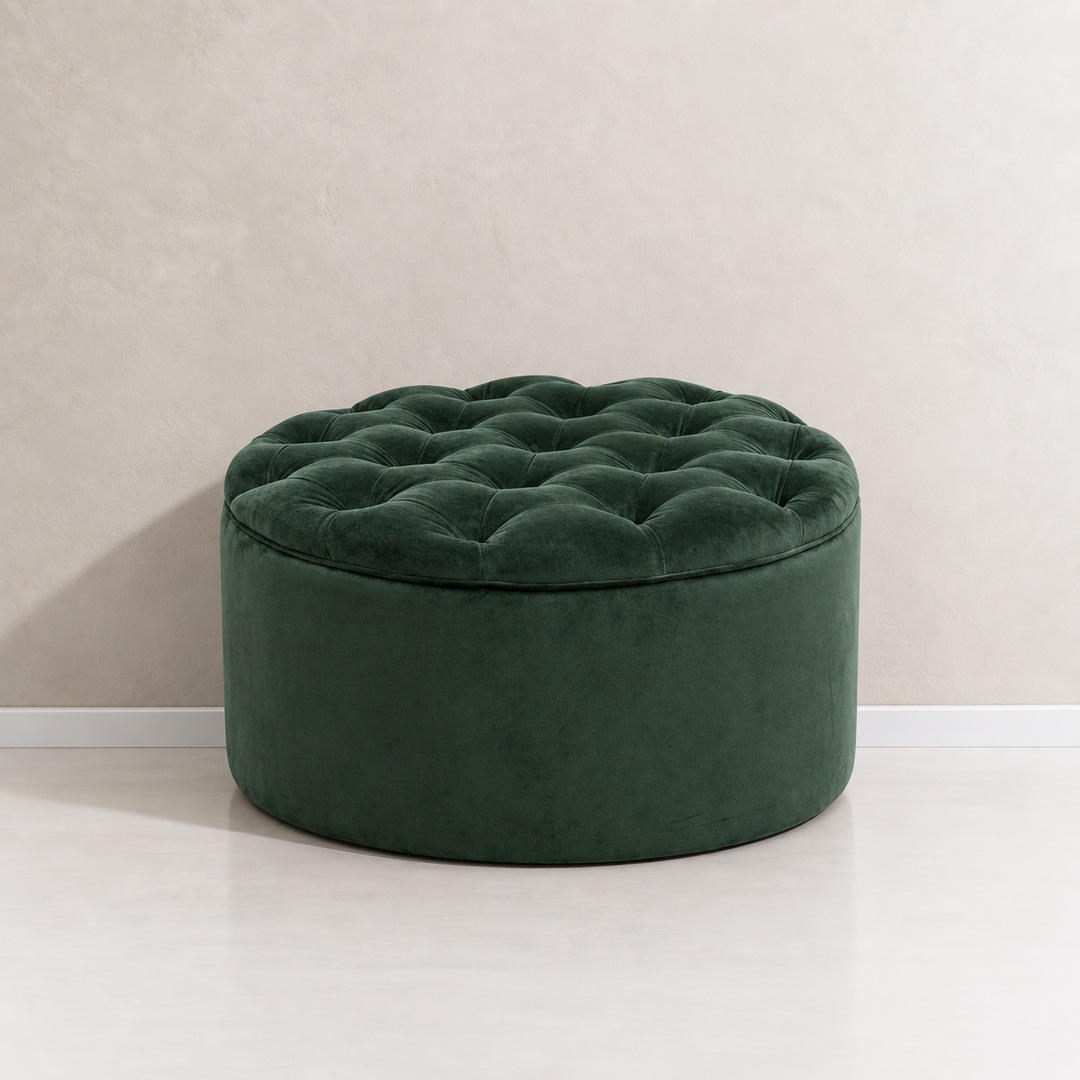 Round Diamond Buttoned Ottoman