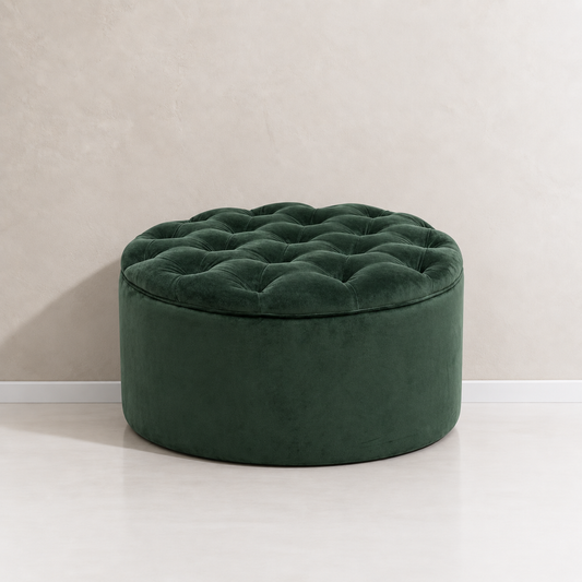 Round Diamond Buttoned Ottoman
