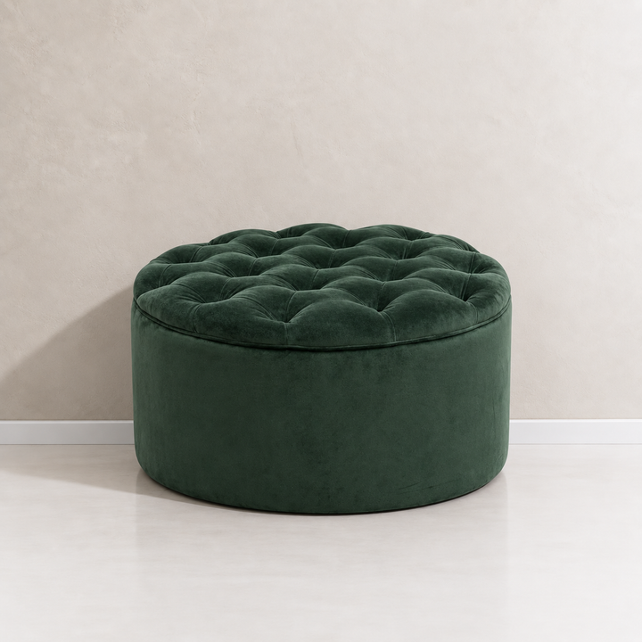 Round Diamond Buttoned Ottoman